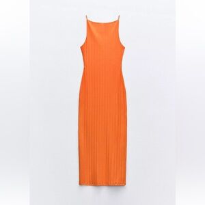 Zara Vibrant Orange Midi Dress
